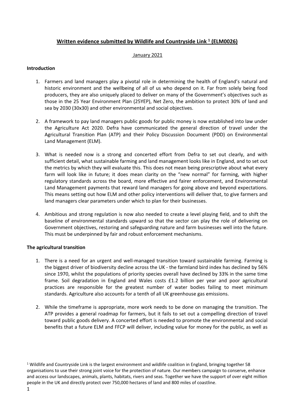 Written Evidence Submitted by Wildlife and Countryside Link 1 (ELM0026)