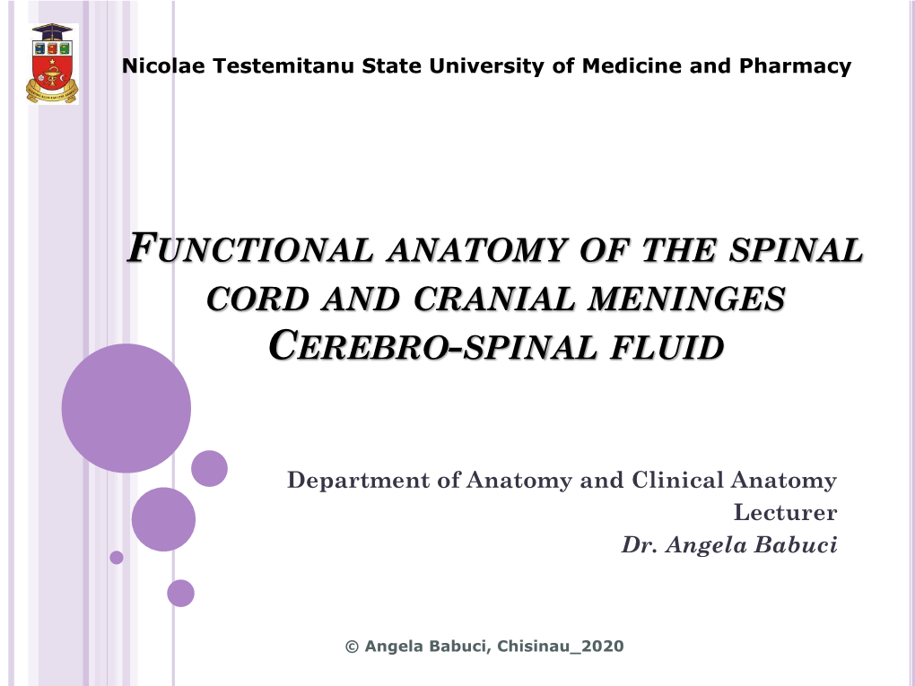 Cord and Cranial Meninges Cerebro-Spinal Fluid