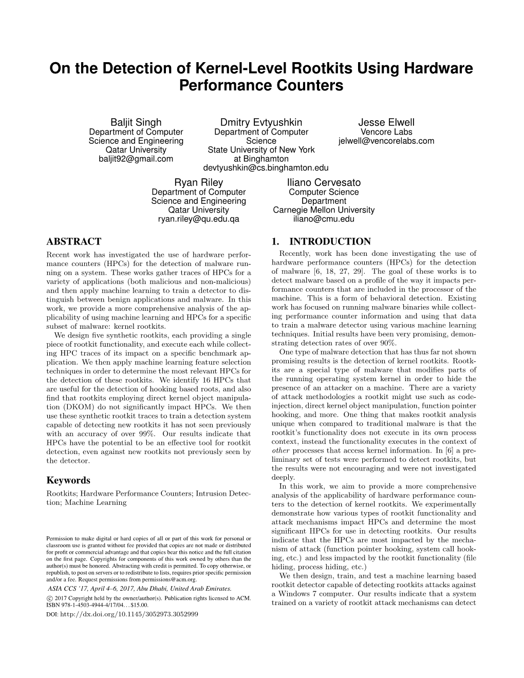 On the Detection of Kernel-Level Rootkits Using Hardware Performance Counters