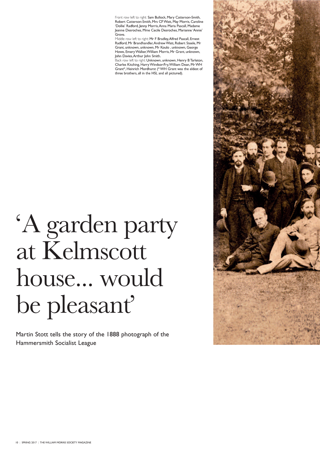 'A Garden Party at Kelmscott House... Would Be Pleasant'