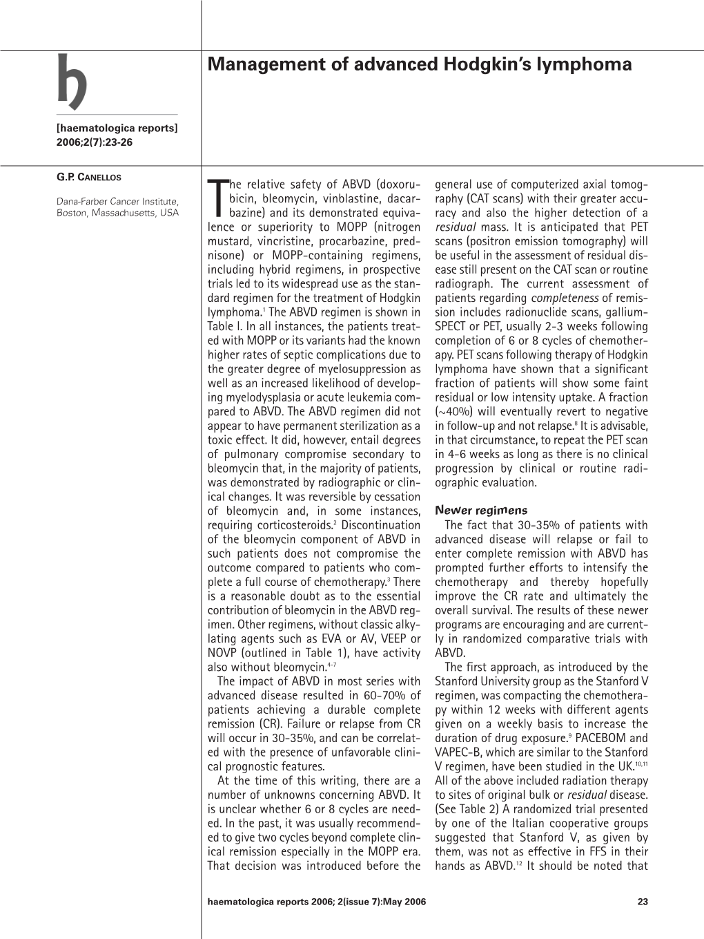 Management of Advanced Hodgkin's Lymphoma