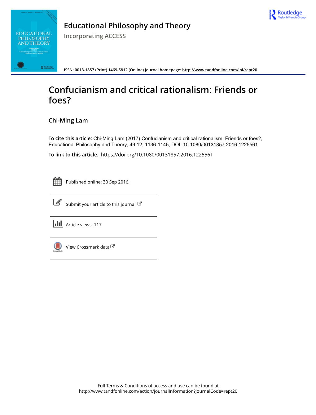 Confucianism and Critical Rationalism: Friends Or Foes?