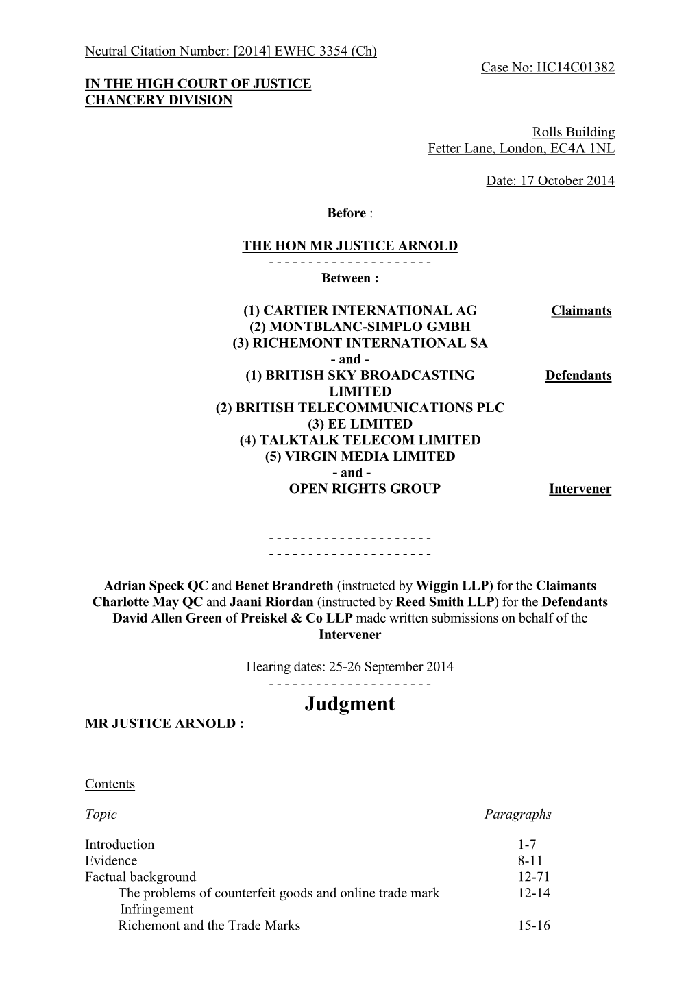 High Court Judgment Template