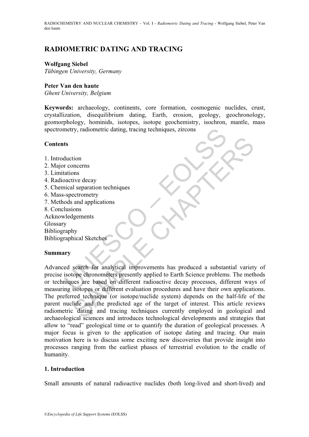 Radiometric Dating and Tracing - Wolfgang Siebel, Peter Van Den Haute