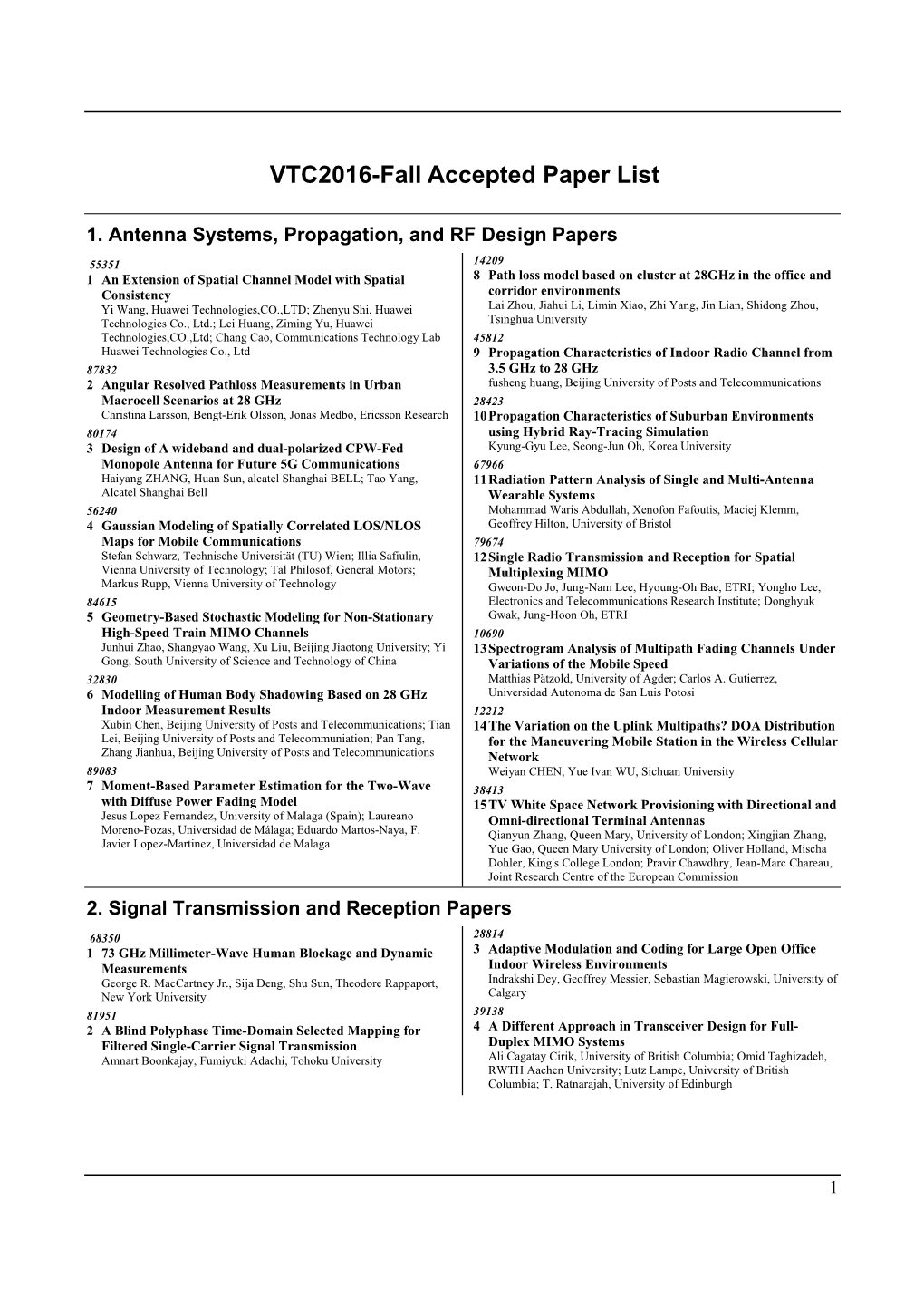 VTC2016-Fall Accepted Paper List