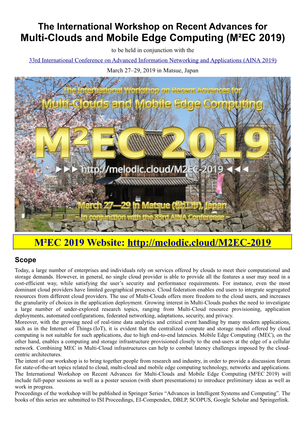 M²EC 2019 Call for Papers