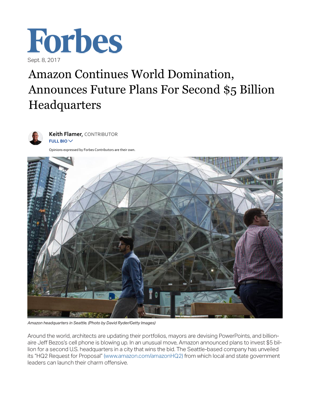 Amazon Continues World Domination, Announces Future Plans for Second $5 Billion Headquarters
