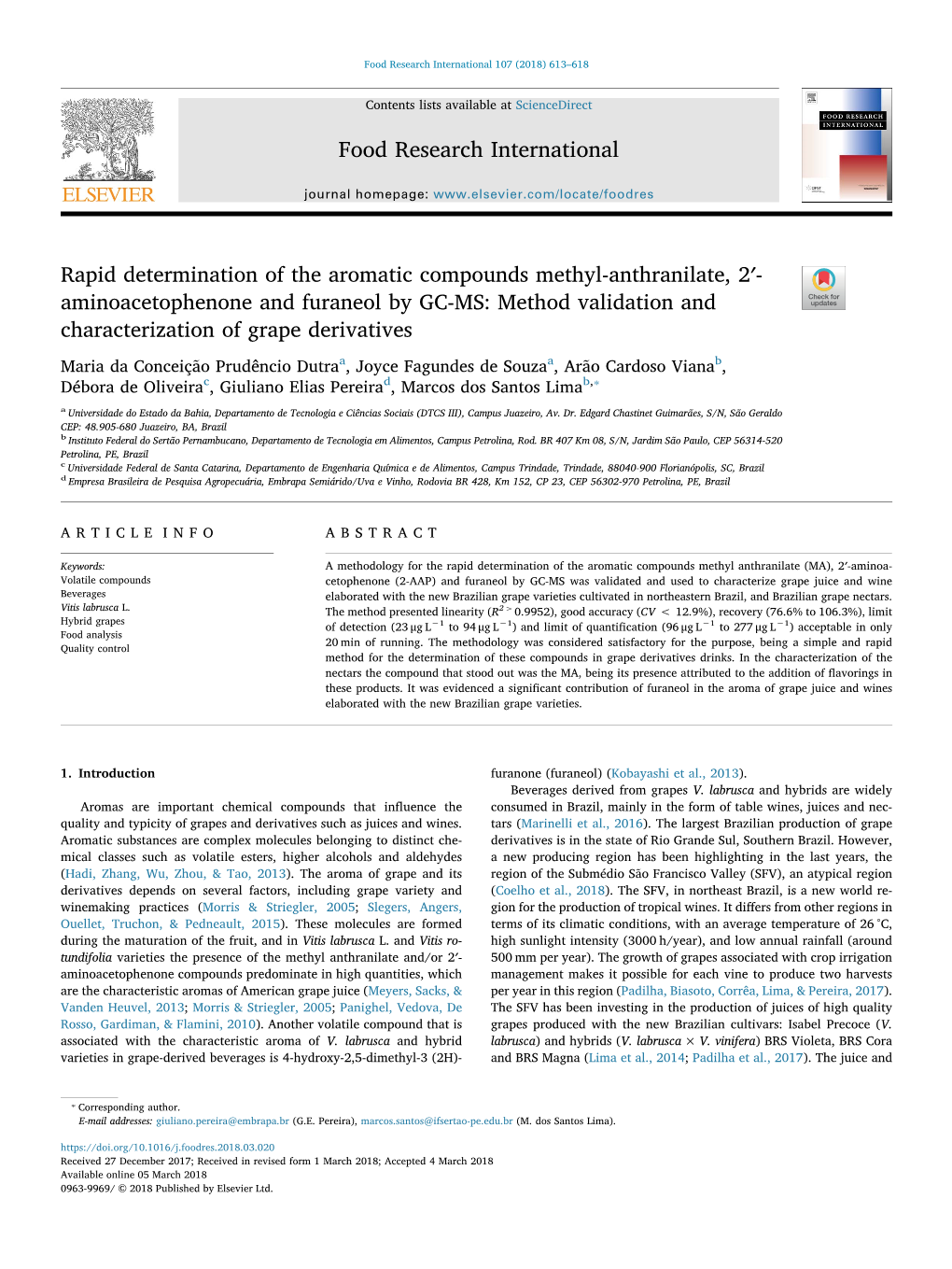 Rapid Determination of the Aromatic Compounds Methyl-Anthranilate, 2