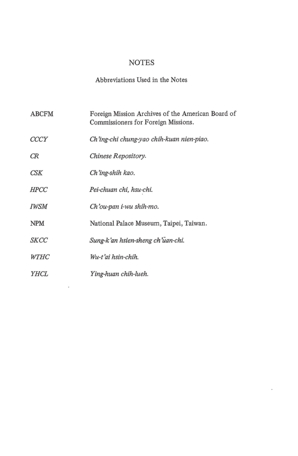 ABCFM Abbreviations Used in the Notes Foreign Mission Archives Of
