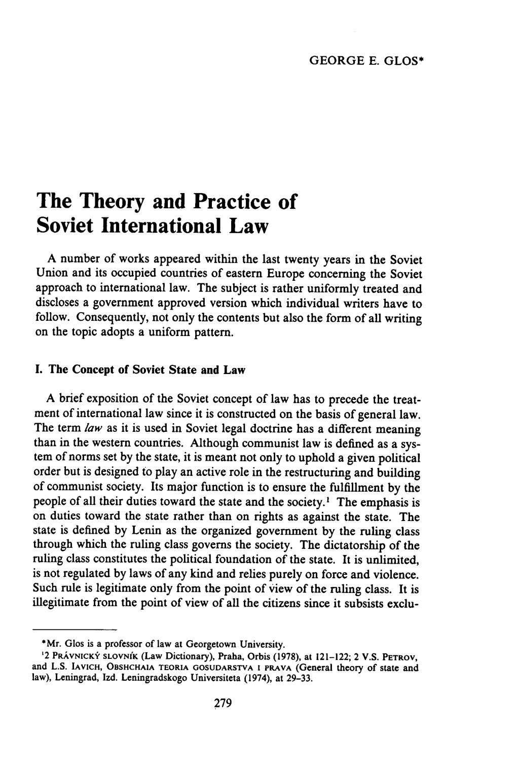 The Theory and Practice of Soviet International Law
