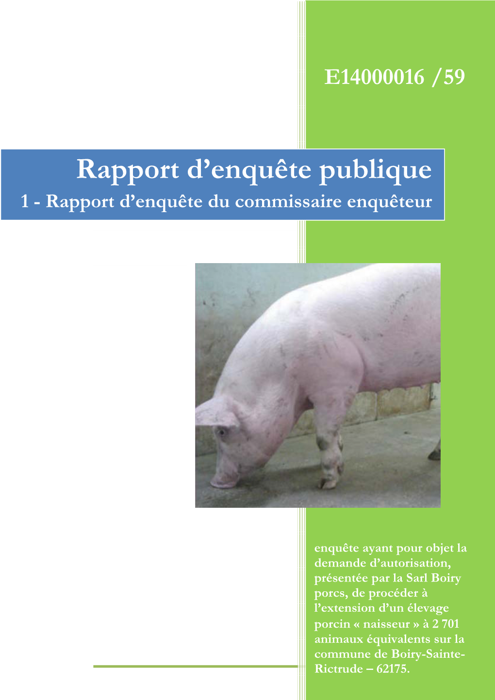 Rapport D'enquête Publique