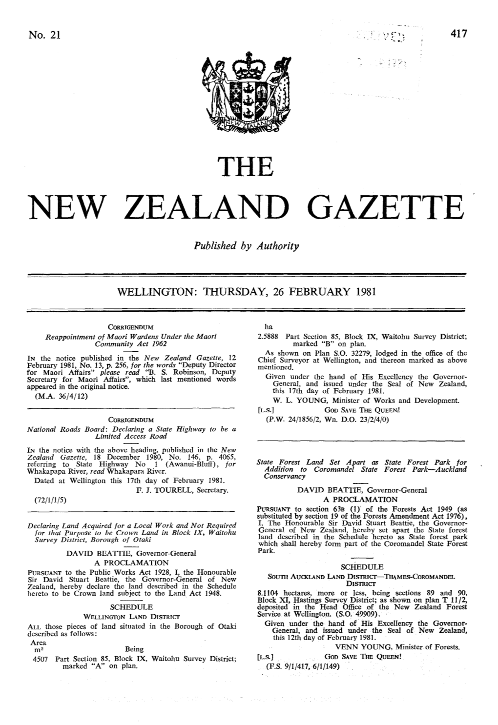 No 21, 26 February 1981