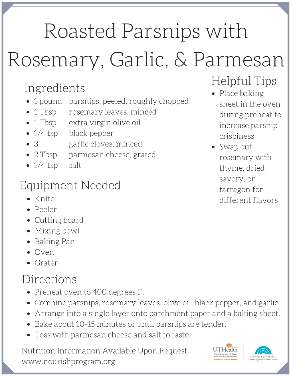 Roasted Parsnips with Rosemary, Garlic, & Parmesan