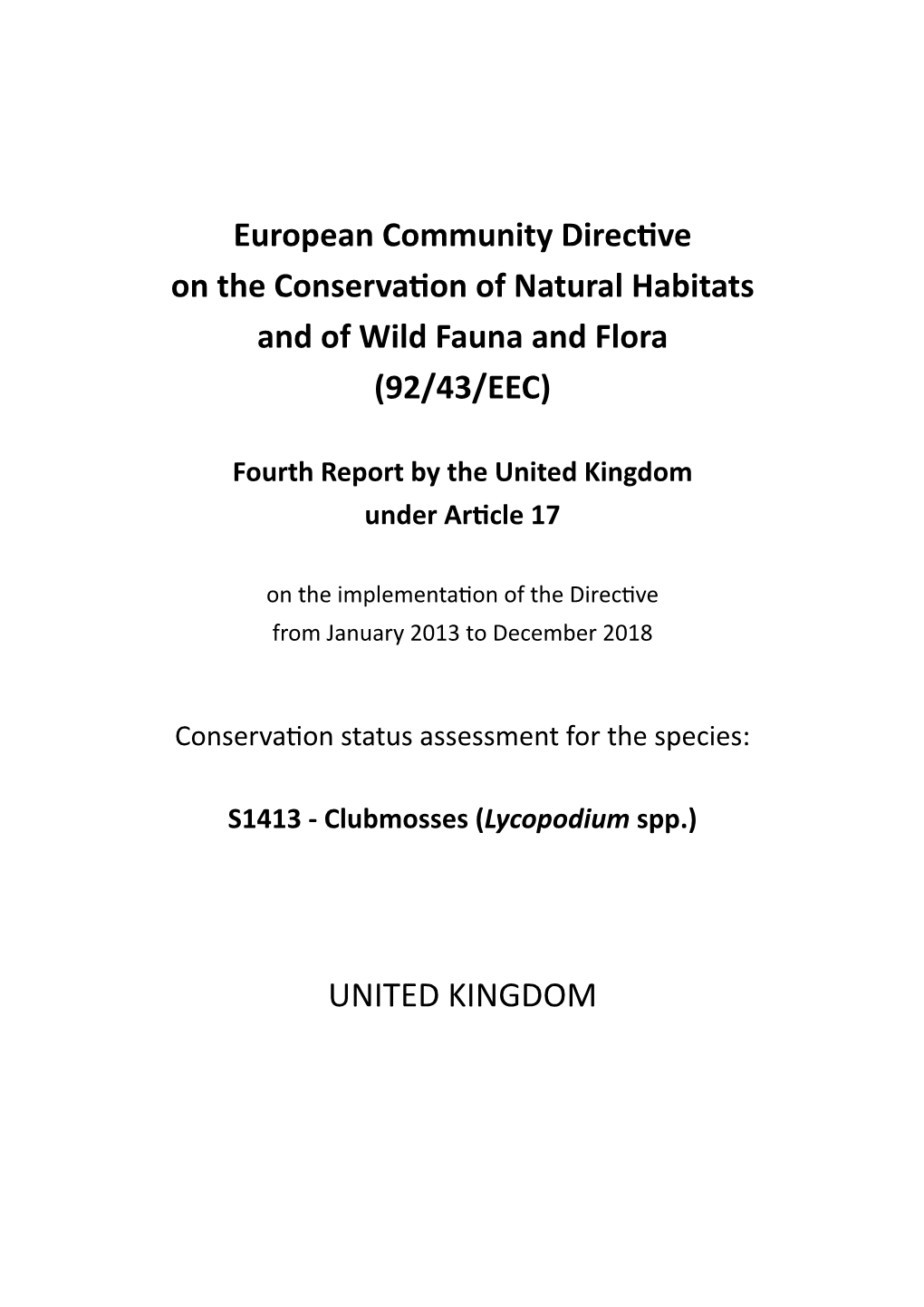 UK Conservation Status Assessment for S1413