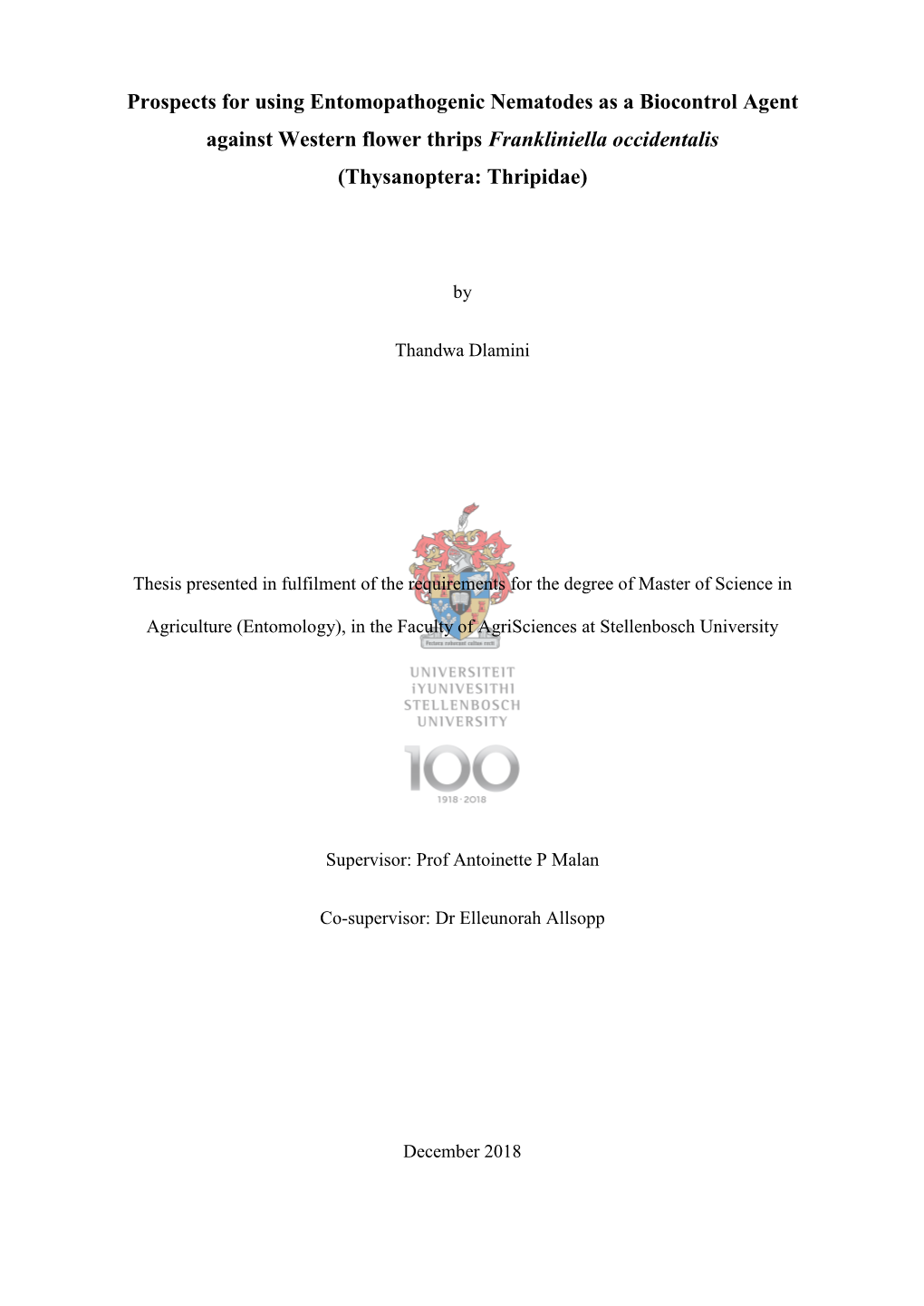 Prospects for Using Entomopathogenic Nematodes As a Biocontrol Agent Against Western Flower Thrips Frankliniella Occidentalis (Thysanoptera: Thripidae)