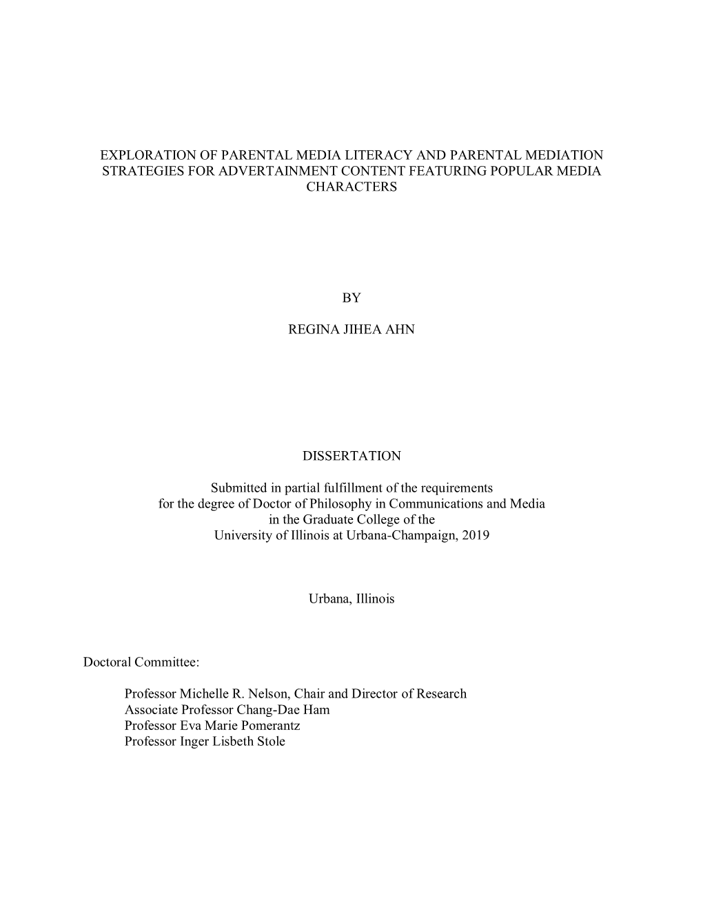 Exploration of Parental Media Literacy and Parental Mediation Strategies for Advertainment Content Featuring Popular Media Characters