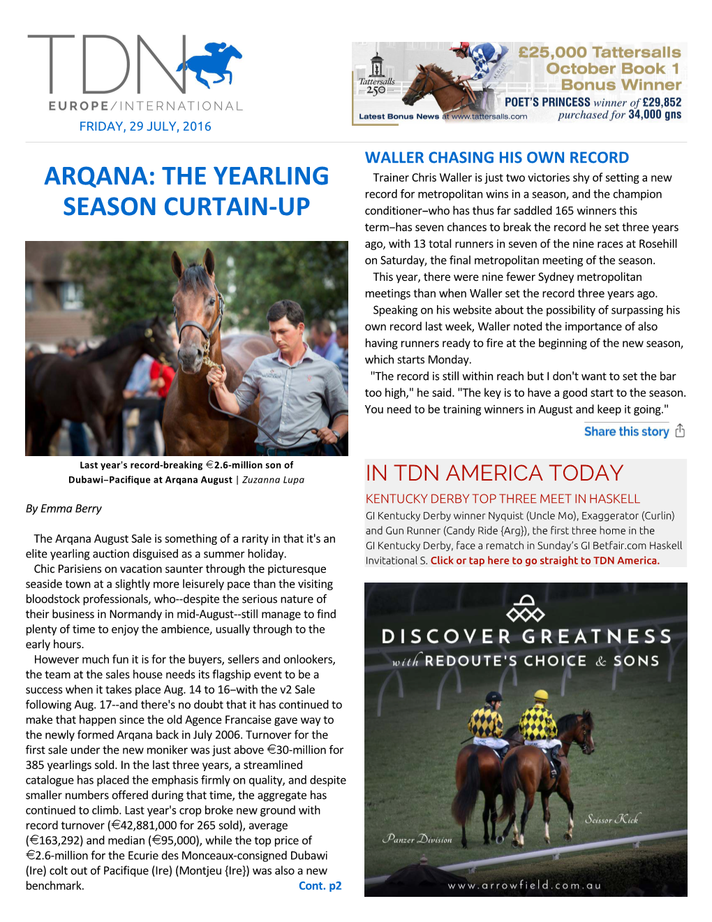 Arqana: the Yearling Season Curtain-Up Cont