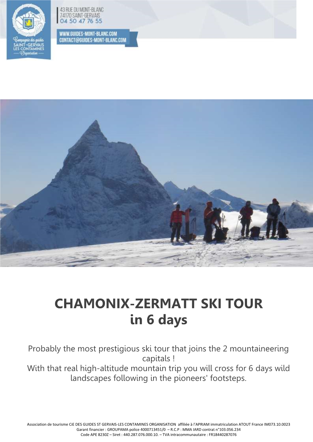 CHAMONIX-ZERMATT SKI TOUR in 6 Days