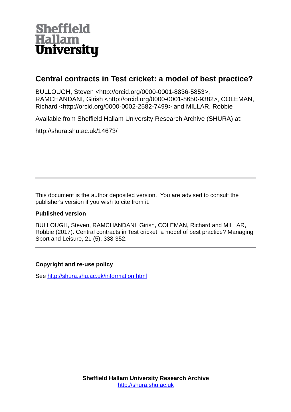 Central Contracts in Test Cricket