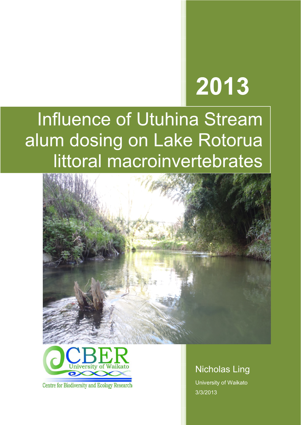 Influence of Utuhina Stream Alum Dosing on Lake Rotorua Littoral Macroinvertebrates