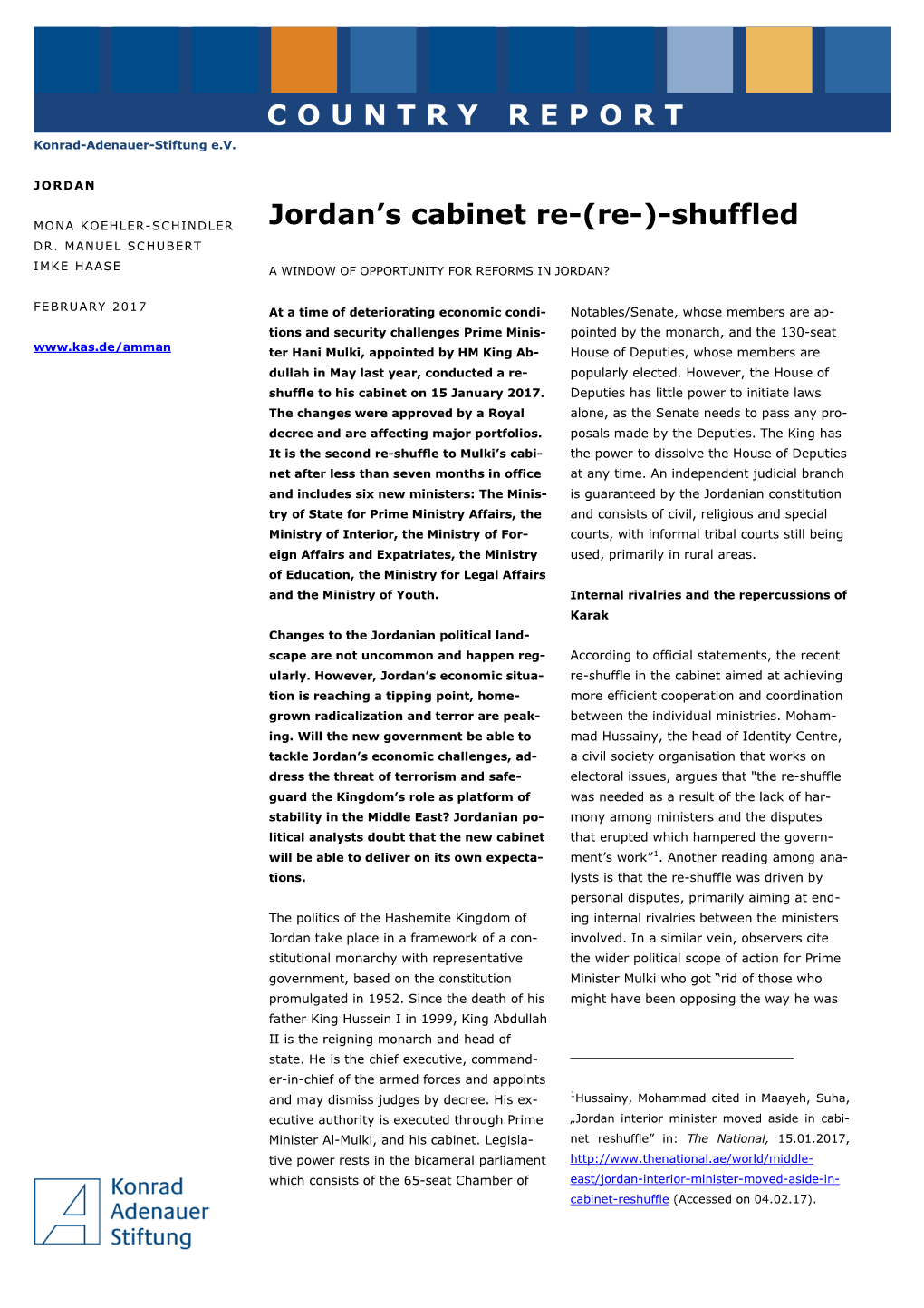 Jordan's Cabinet Re-Re-Shuffled