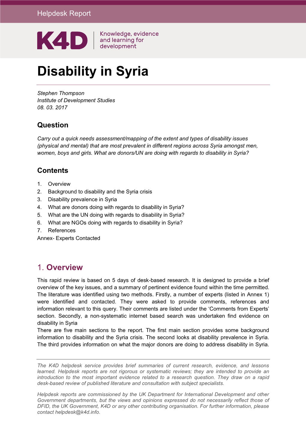 Disability in Syria