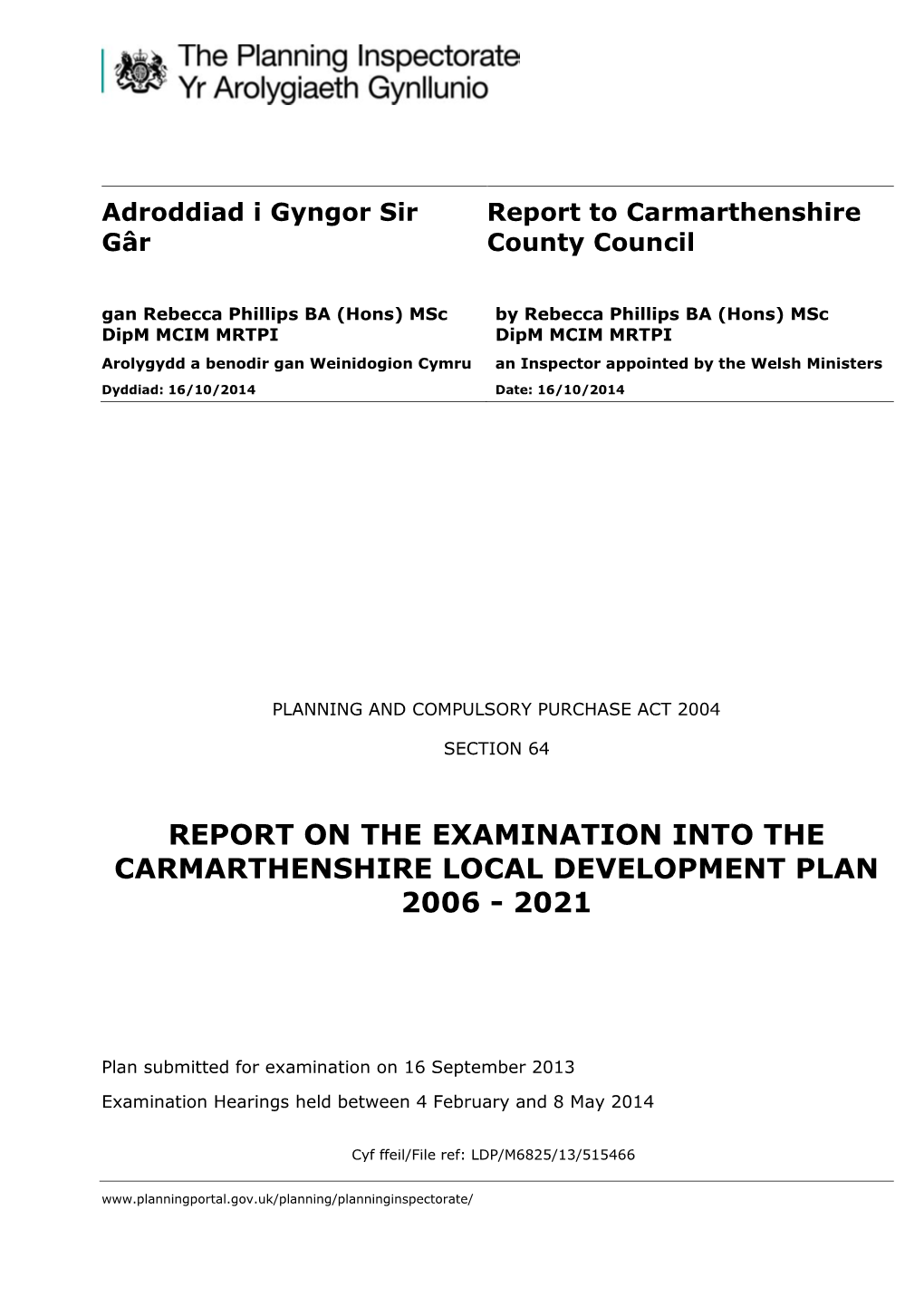 Carmarthenshire Local Development Plan Inspector's Report