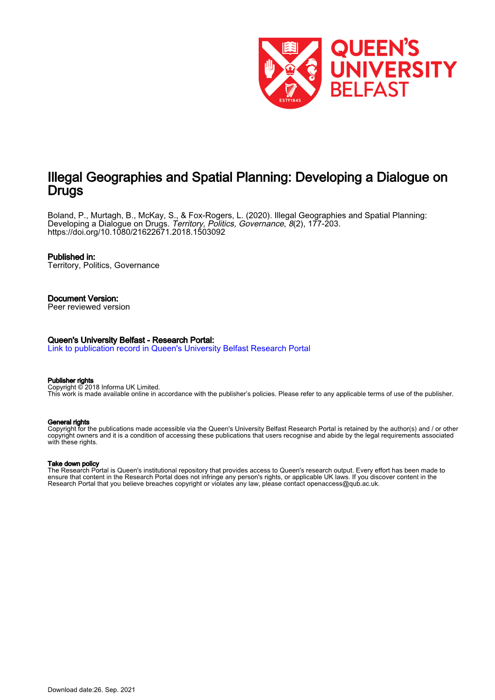 Illegal Geographies and Spatial Planning: Developing a Dialogue on Drugs