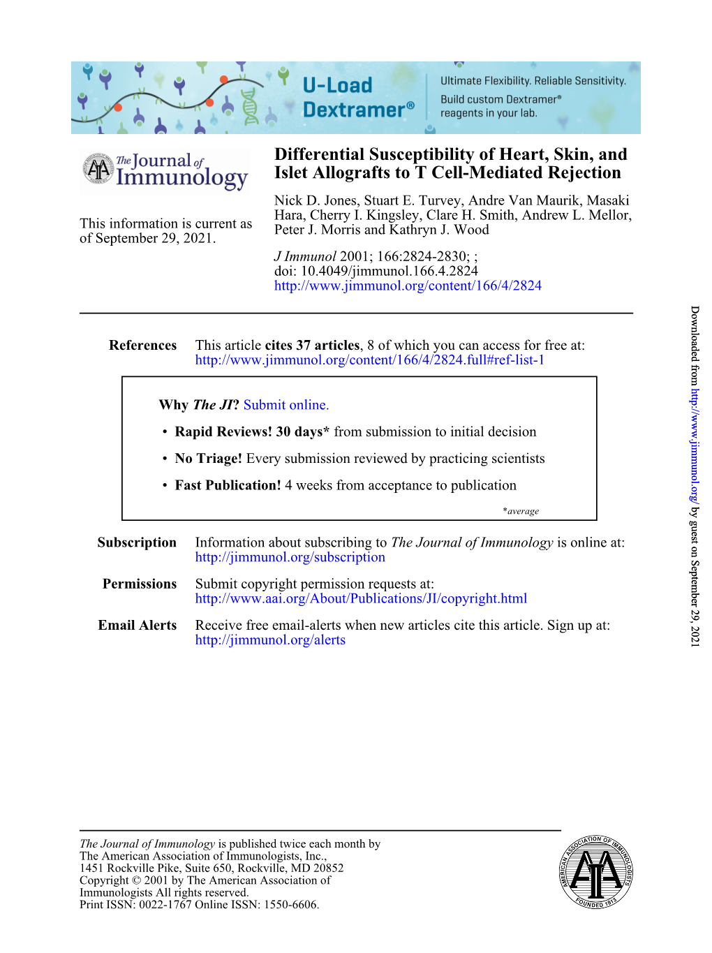 Islet Allografts to T Cell-Mediated Rejection Differential Susceptibility