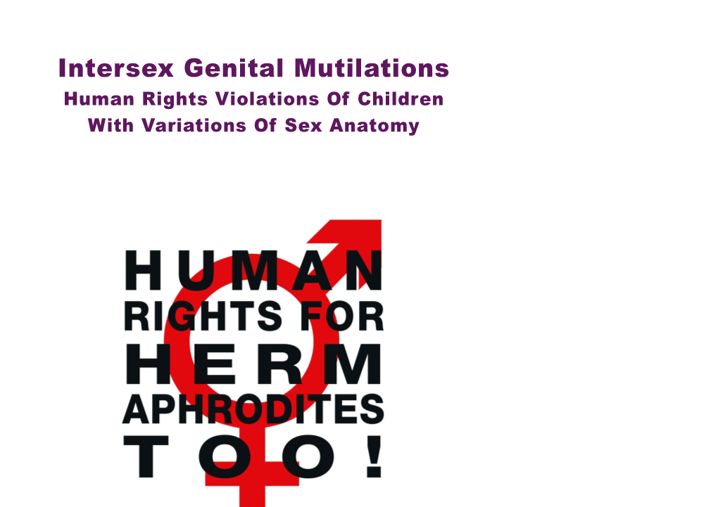 Intersex Genital Mutilations Human Rights Violations of Children with Variations of Sex Anatomy