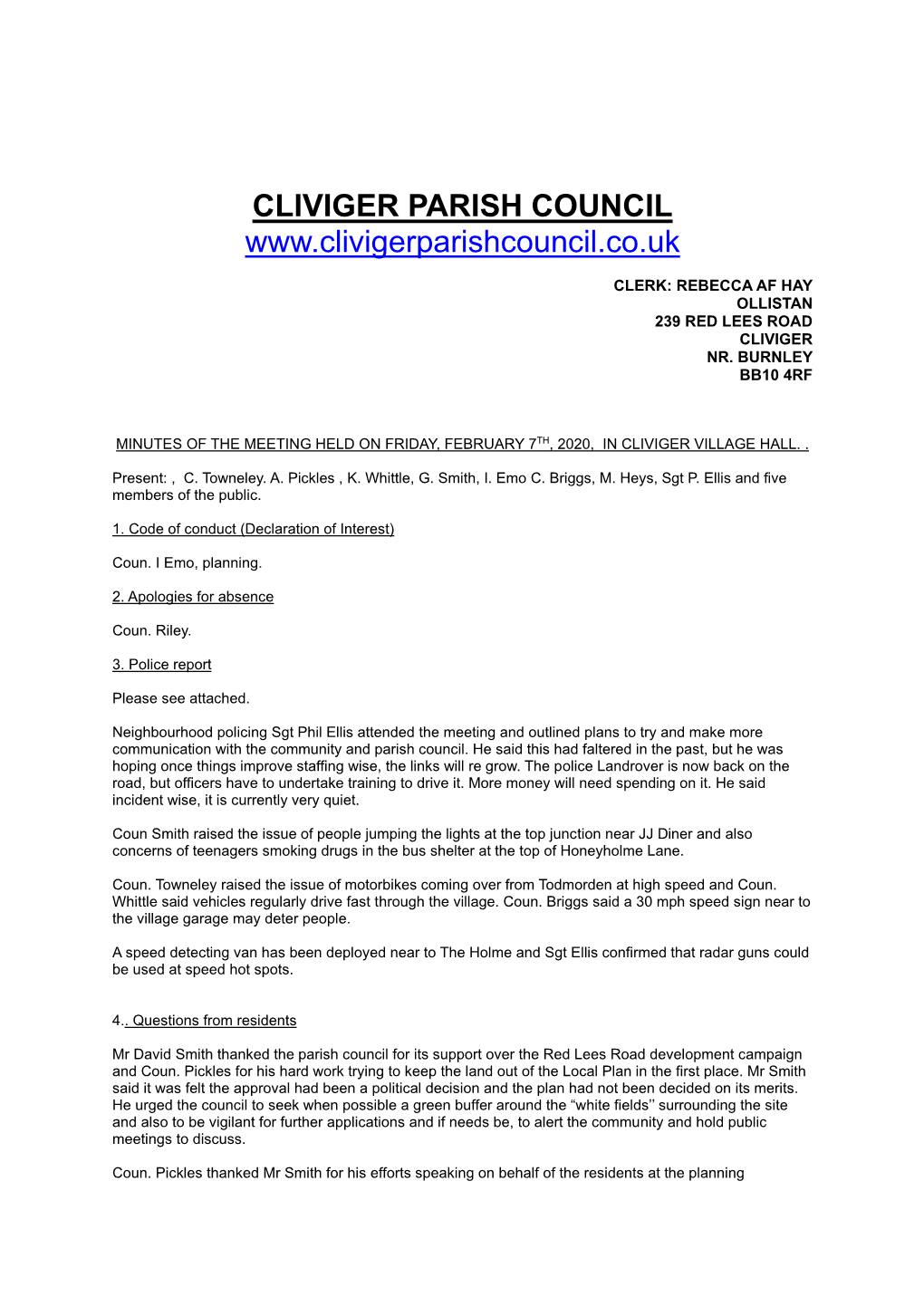 Cliviger Parish Council