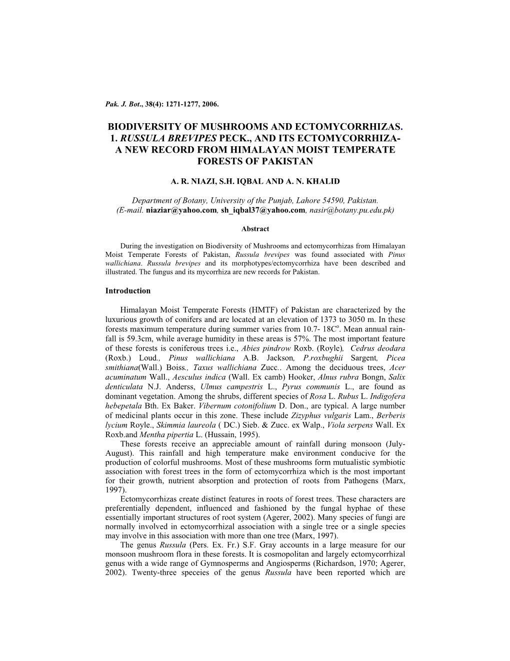 Biodiversity of Mushrooms and Ectomycorrhizas