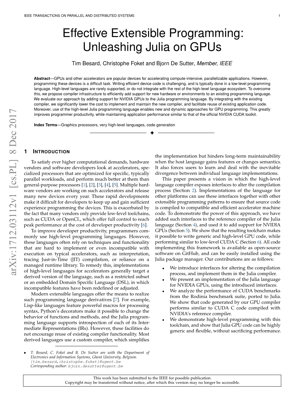 Effective Extensible Programming: Unleashing Julia on Gpus