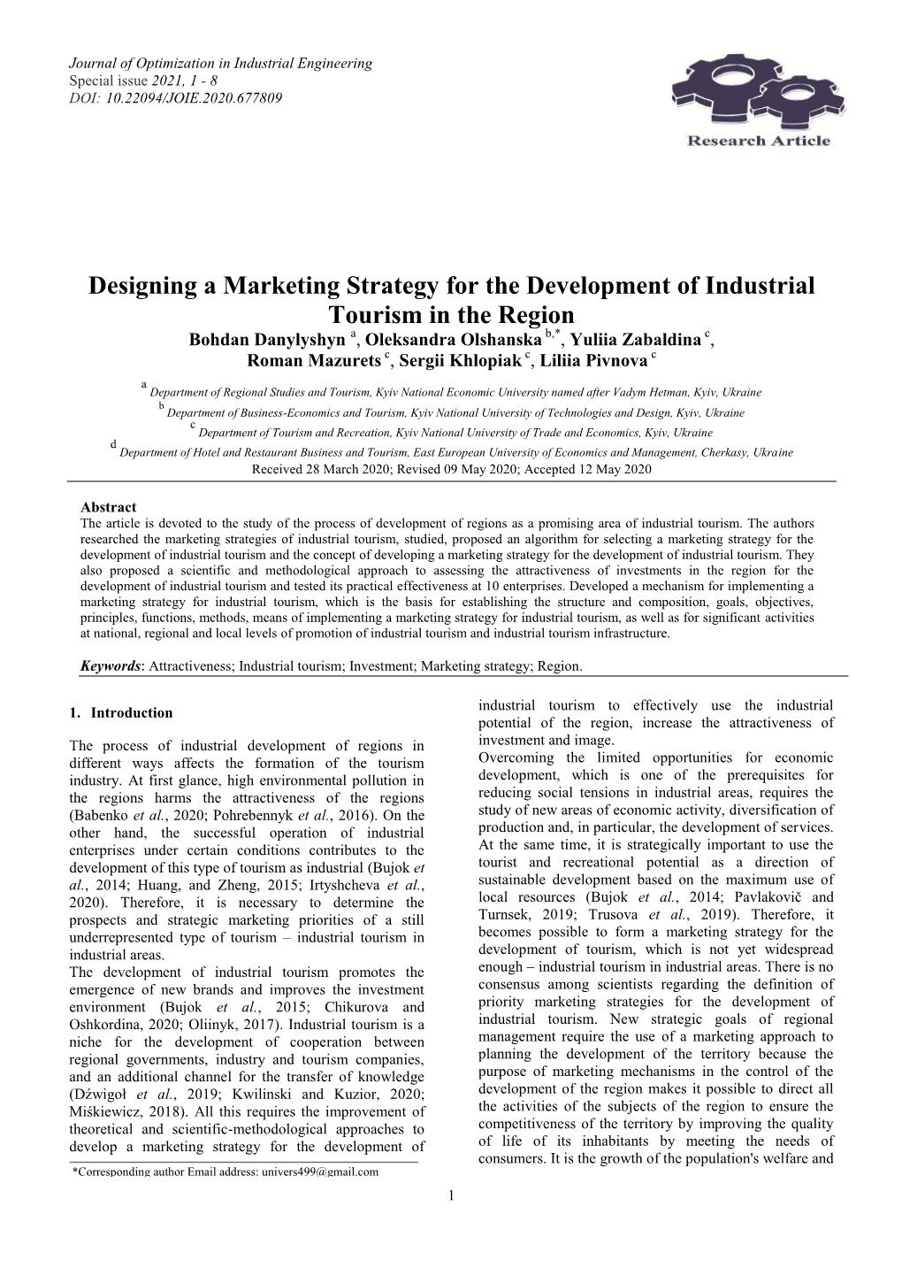 Designing a Marketing Strategy for the Development of Industrial Tourism