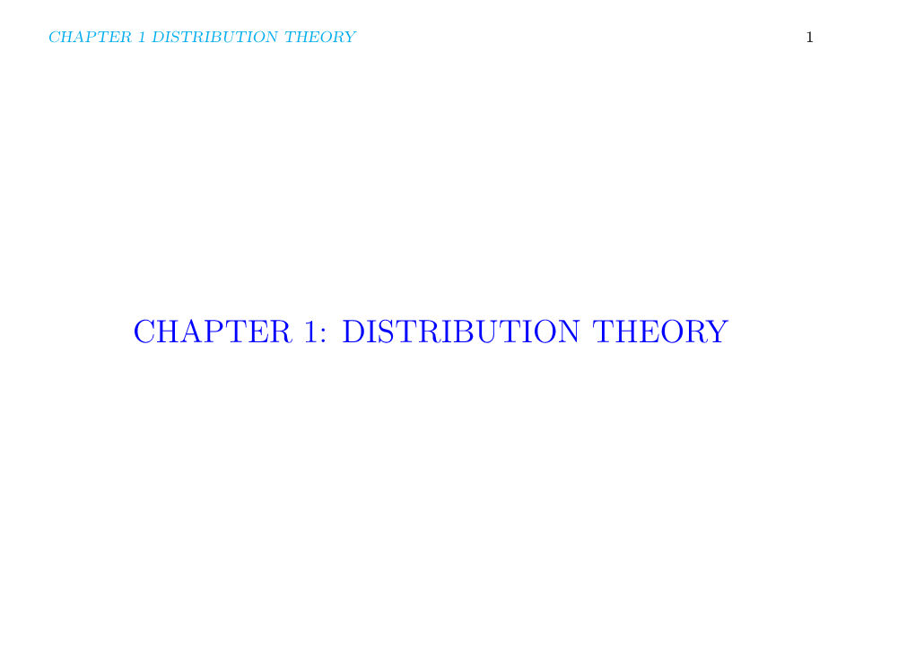 Chapter 1: Distribution Theory Chapter 1 Distribution Theory 2