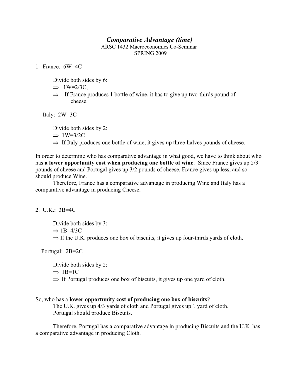 Comparative Advantage (Time)