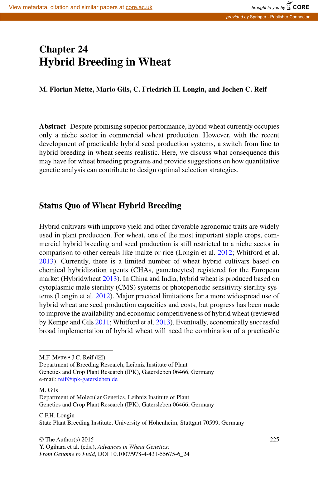 Hybrid Breeding in Wheat