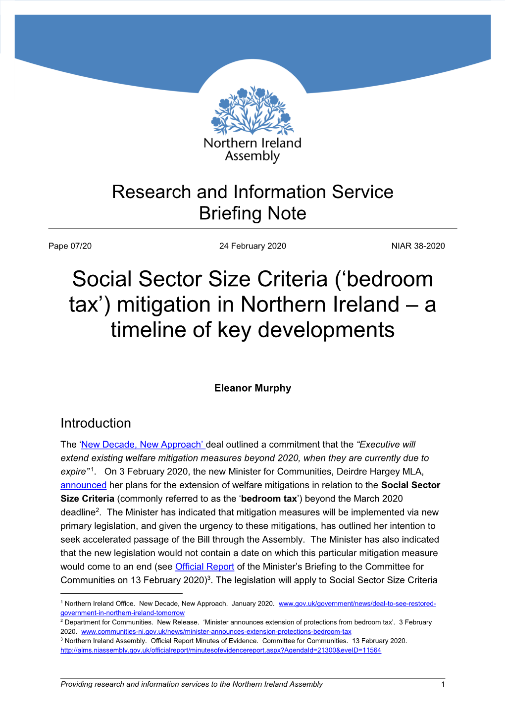 Social Sector Size Criteria ('Bedroom Tax')