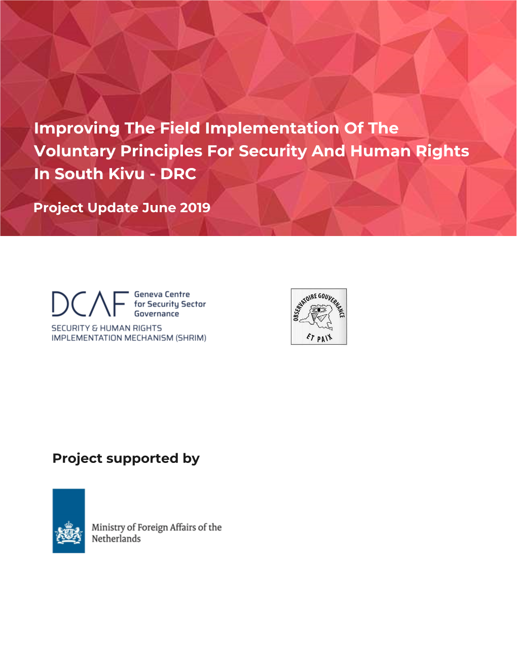 Improving the Field Implementation of the Voluntary Principles for Security and Human Rights in South Kivu - DRC