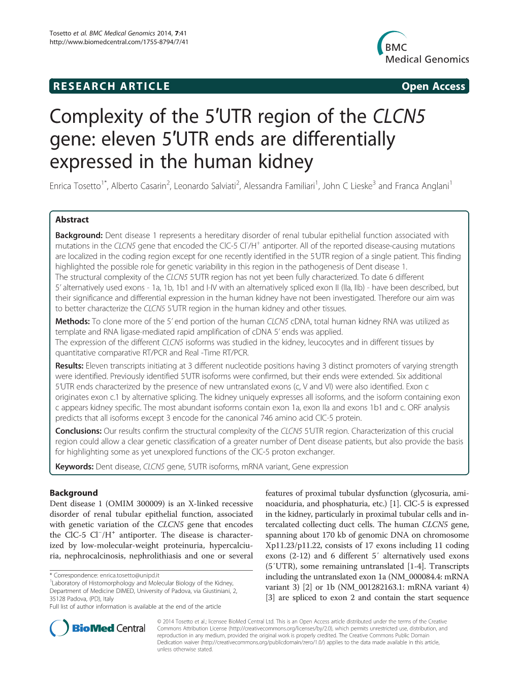 UTR Region of the CLCN5 Gene