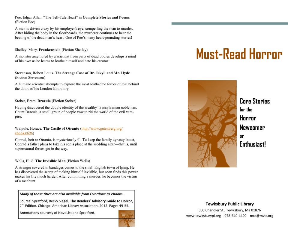 Horror--Must Reads 2012