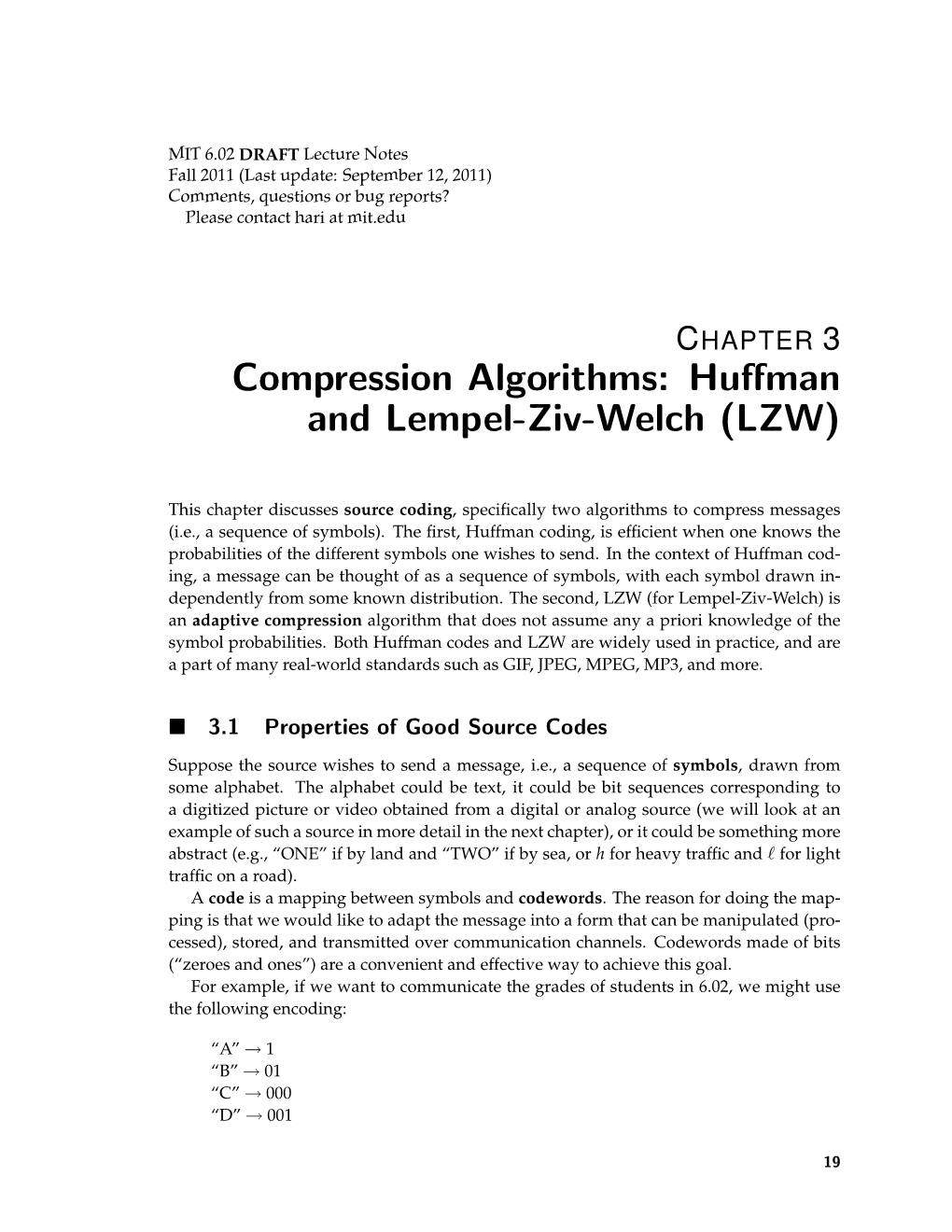 Huffman and Lempel-Ziv-Welch (Lzw)