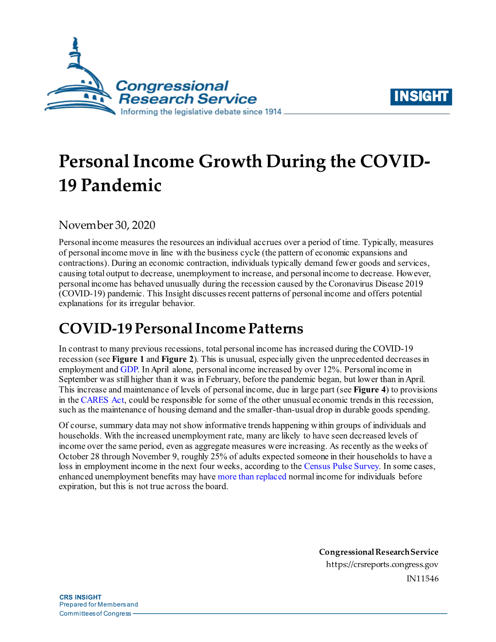 Personal Income Growth During the COVID-19 Pandemic