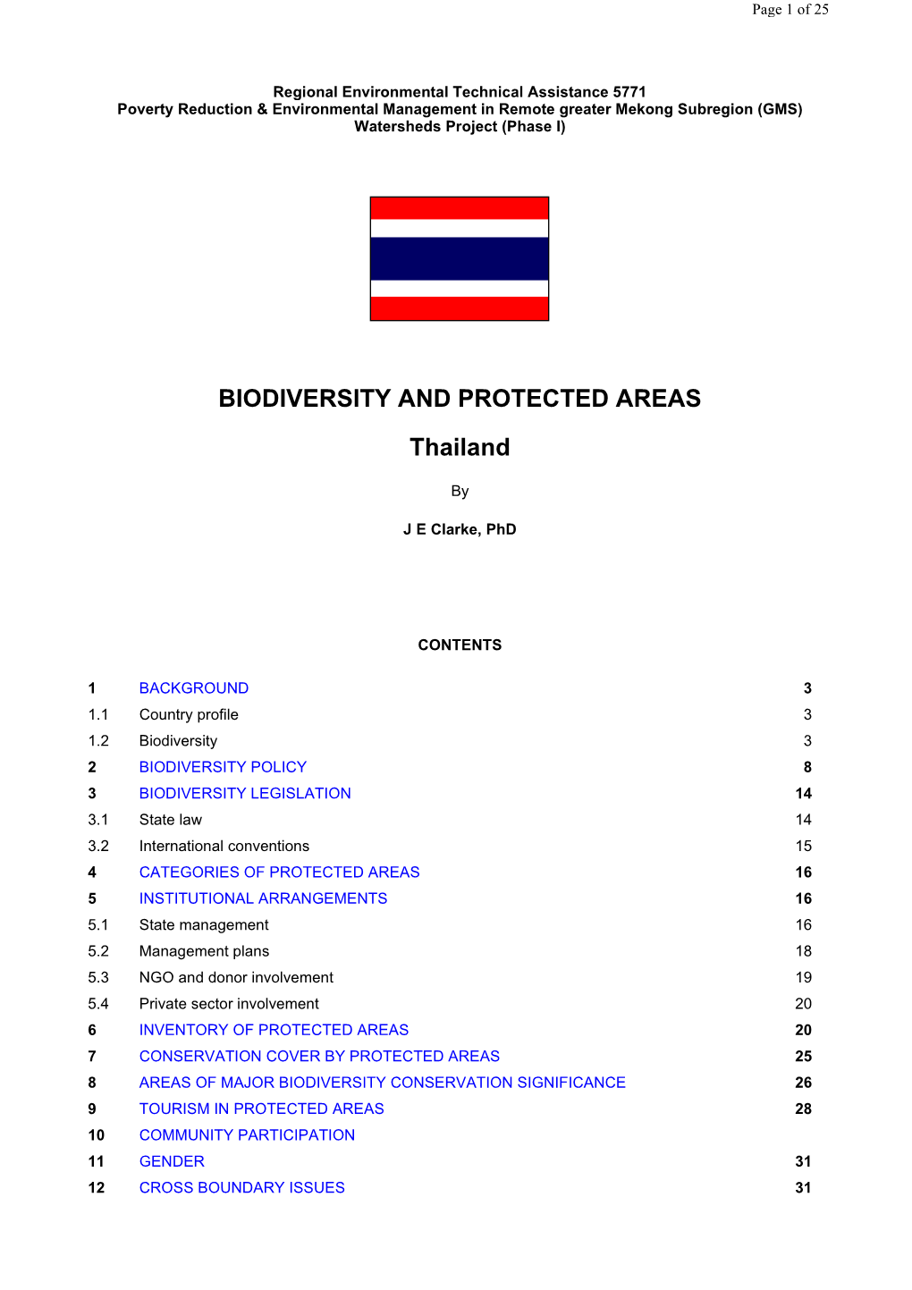 BIODIVERSITY and PROTECTED AREAS Thailand