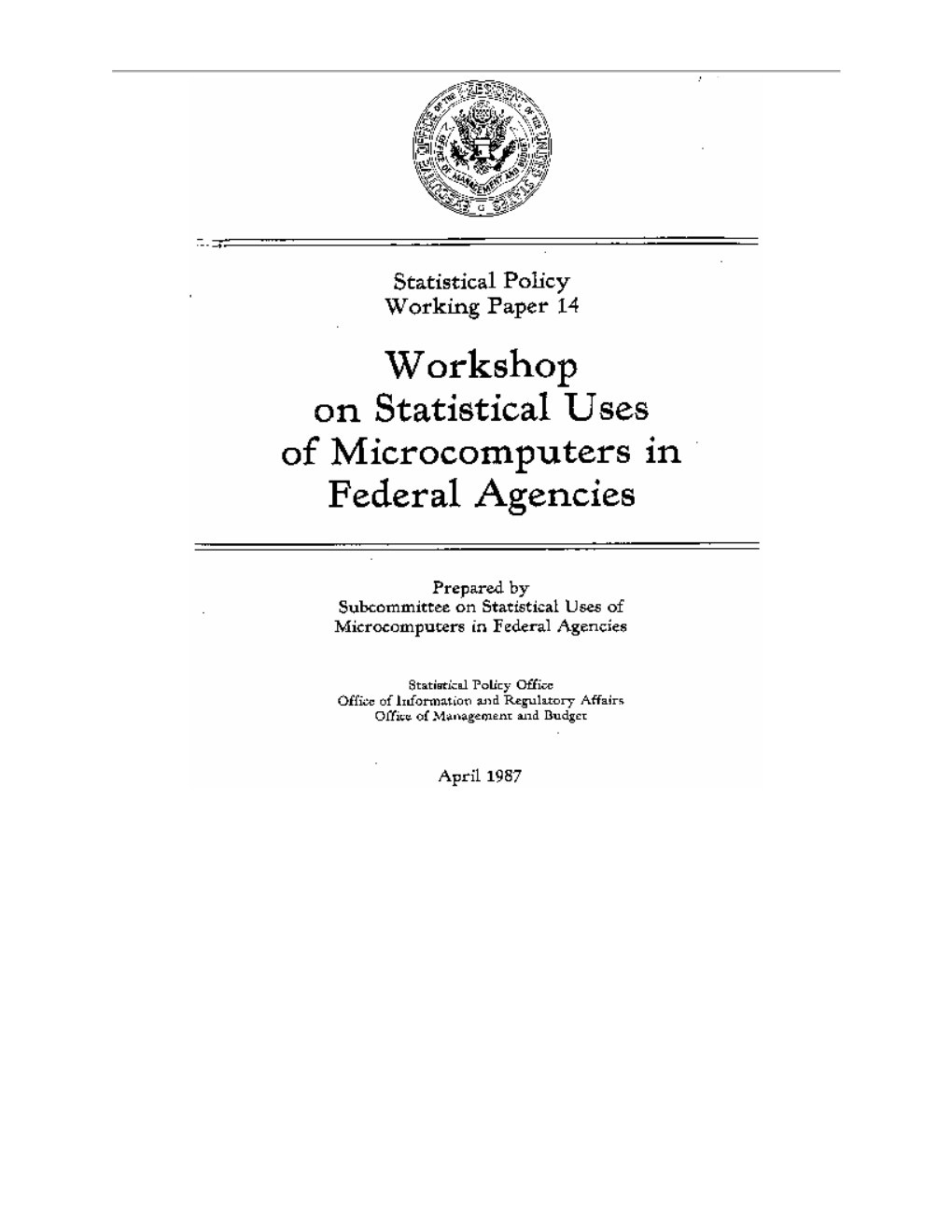 Workshop on Statistical Uses of Microcomputers in Federal Agencies