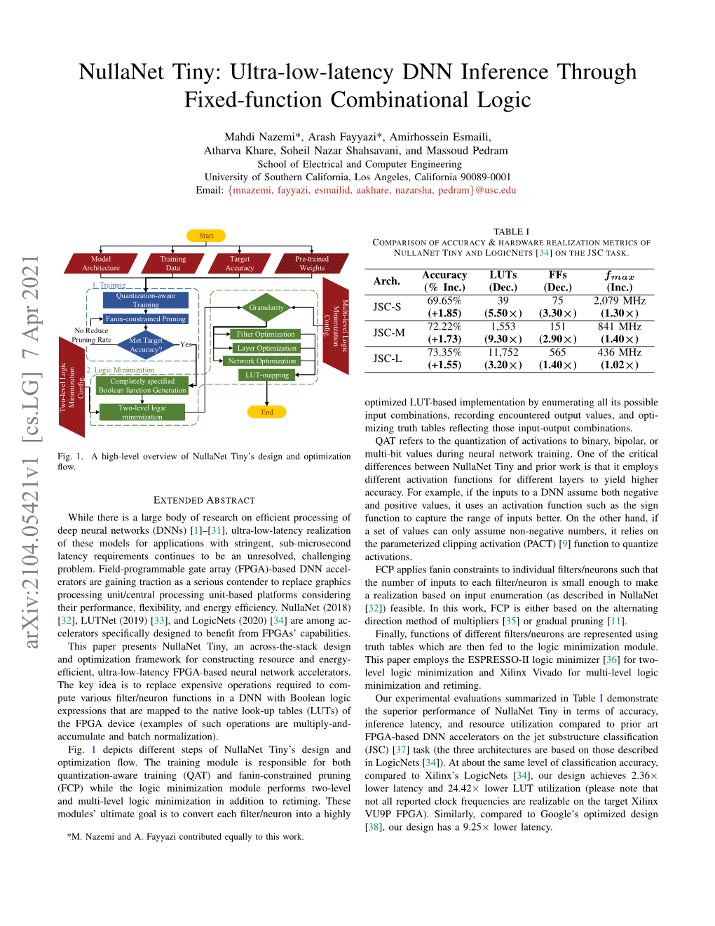 Nullanet Tiny: Ultra-Low-Latency DNN Inference Through Fixed-Function Combinational Logic