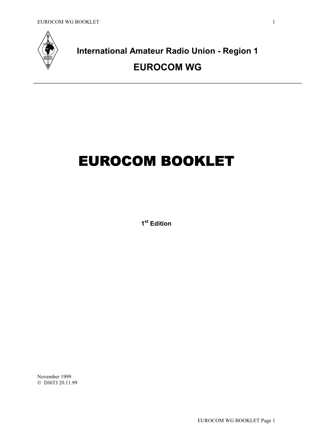 IARU REGION 1 EUROCOM WG Booklet