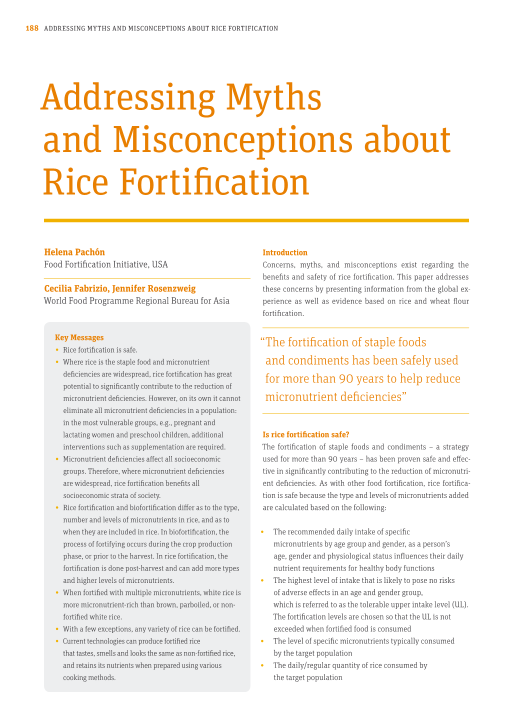 Addressing Myths and Misconceptions About Rice Fortification