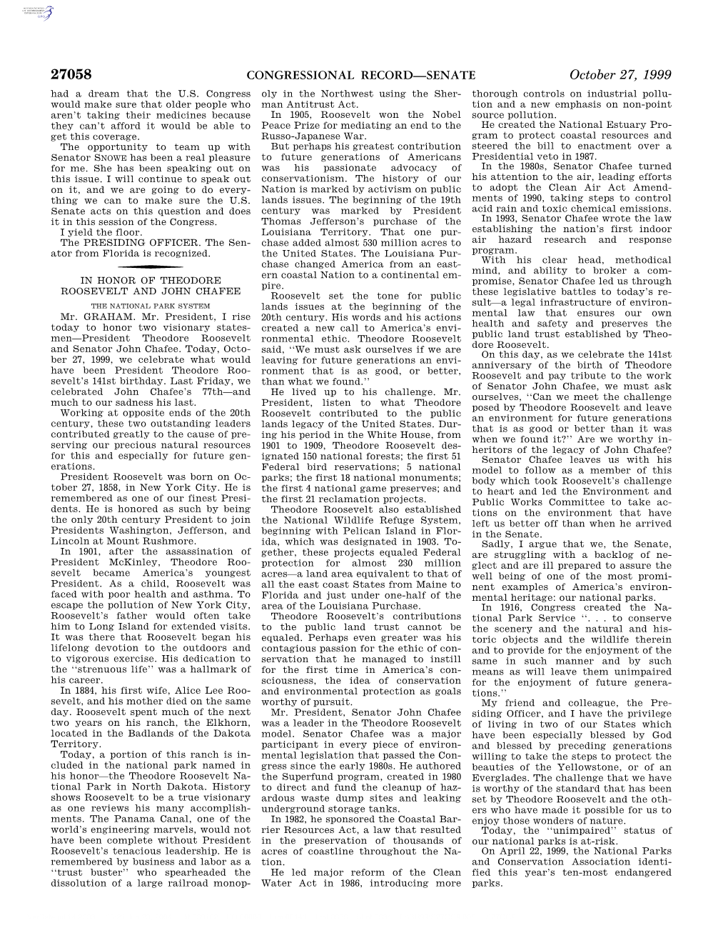 CONGRESSIONAL RECORD—SENATE October 27, 1999 Had a Dream That the U.S