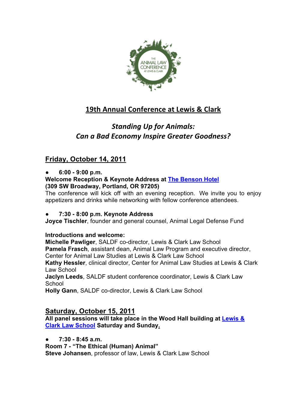 Conference Agenda